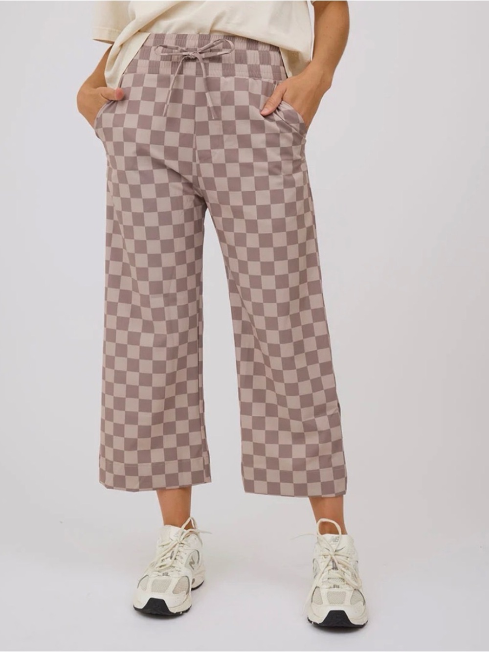 Albion AUDREY WIDE LEG PANTS, BROWN CHECKERS small